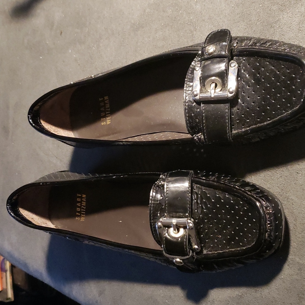 Stuart Weitzman Patent Leather Wedge Loafer